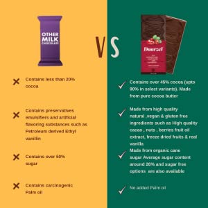 Daarzel Vegan & Gluten Free 70% Dark Chocolate With Blueberry & Cranberry | Dark Chocolates | Pack of 2