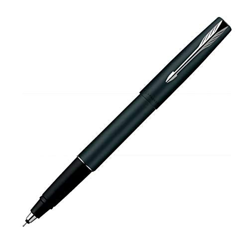 Parker Frontier Matte Black Chrome Trim Roller Ball Pen - Blue Ink, Pack Of 1