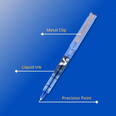 Pilot V5 Liquid Ink Roller Ball Pen - 2 Blue + 1 Black, (9000014711)