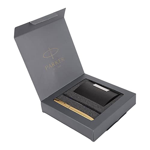 Parker Frontier Gold Roller Ball Pen Gold Trim With Card Holder - Blue Ink, Pack Of 1