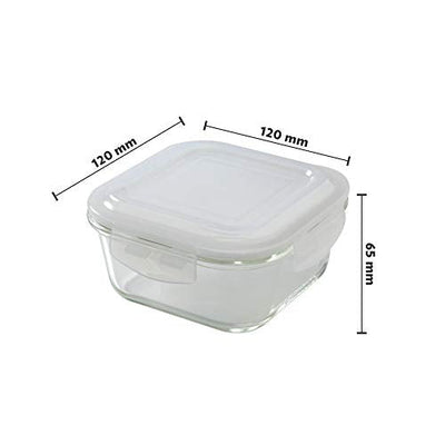 Borosil - Glass Lunch Box Set of 3, 320 ml, Microwave Safe Office Tiffin (12 x 12 x 6.5 cm, Transparent)