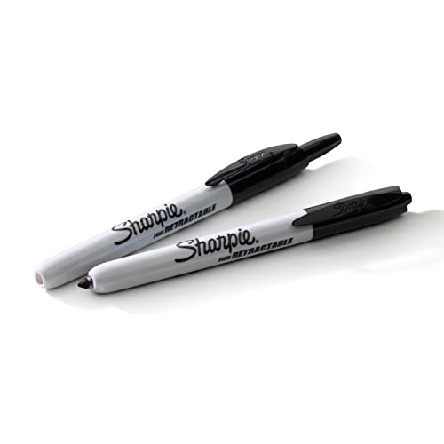 Sharpie Fine Tip Retractable Permanent Marker Black, 2 Markers