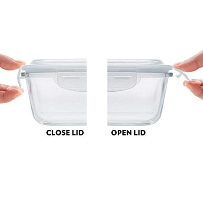 Borosil - Glass Lunch Box Set of 3, 320 ml, Microwave Safe Office Tiffin (12 x 12 x 6.5 cm, Transparent)