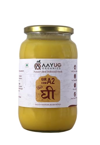 A2 Gir Cow Ghee (1 litre) | Traditional Bilona Method A2 Cow Ghee | Grassfed, Pure and Healthy Gir Cow Ghee (Glass Bottle - 1 litre)