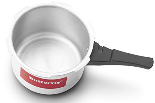 Butterfly Cordial Induction Base Aluminium Pressure Cooker with Outer Lid, 3 Litres, Silver (Indian Plug)