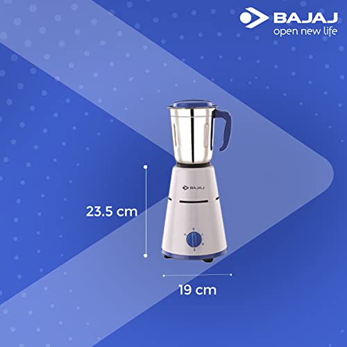 Bajaj Pluto 500W Mixer Grinder with 2 in 1 Function Blade, 3 Jars, White (Indian Plug)