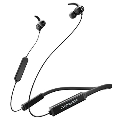 Ambrane Bassband Hyper Wireless Earphones with 27Hrs Playtime,3Hrs Playtime in 10 Mins Charge,Boostedbass Sound,Multifunctional Controls,Voice Assistance,Ipx4 (Black),in-Ear