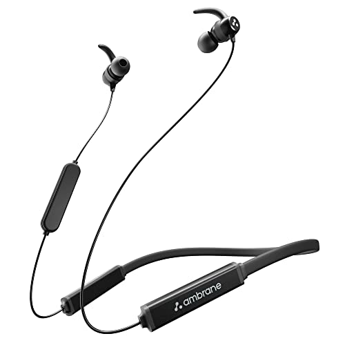 Ambrane Bassband Hyper Wireless Earphones with 27Hrs Playtime,3Hrs Playtime in 10 Mins Charge,Boostedbass Sound,Multifunctional Controls,Voice Assistance,Ipx4 (Black),in-Ear