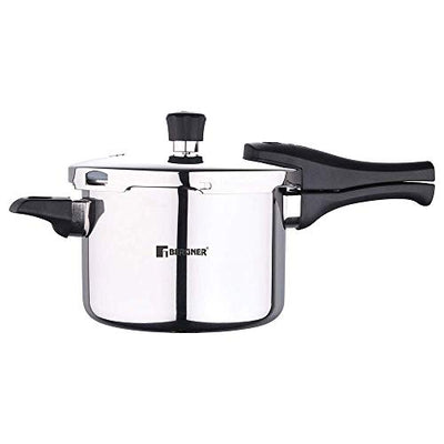 Bergner Argent Elements Triply 3.5 Litres Stainelss Steel Pressure Cooker with Triple Safety System, Easy to Use & Hold Handles, Extra locking system