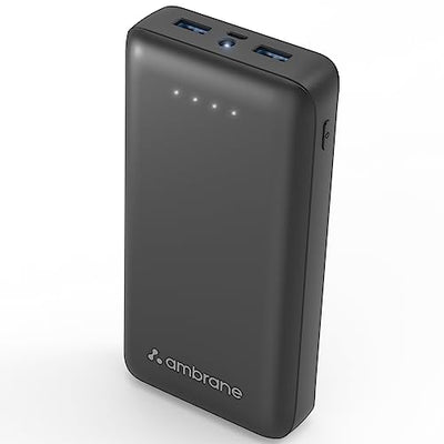 Ambrane 27000mAh Li-Polymer Powerbank with Type C and USB Ports | Fast Charging for Smartphones, Smart Watches, Neckbands & Other Devices (PP-30 Pro, Black)