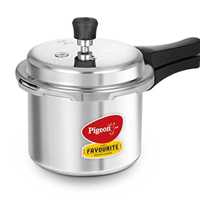 Pigeon By Stovekraft Special Aluminium Pressure Cooker with Outer Lid Induction and Gas Stove Compatible 3 Litre Capacity for Healthy Cooking (Silver)