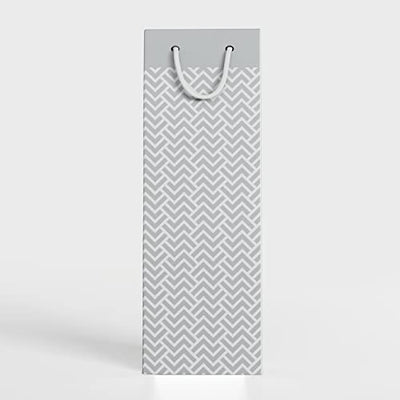 PaperPep Silver Zig Zag 14"X4.85"X3.65" Wine Paper Bag Pack of 10 | Wine Bottle Bags for Return Gifting, Birthday, Presents & Other Occasion
