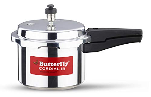 Butterfly Cordial Induction Base Aluminium Pressure Cooker with Outer Lid, 3 Litres, Silver (Indian Plug)