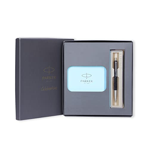 Parker Vector Standard Chrome Trim Ball Pen With Blue Notebook Gift Set - Blue Ink, Pack Of 1