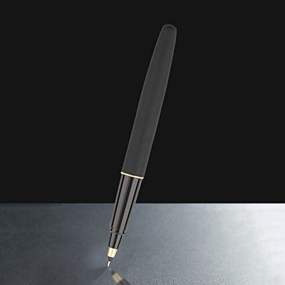 Parker Frontier Matte Black Roller Ball Pen Gold Trim With Card Holder Gift Set - Black Ink, Pack Of 1