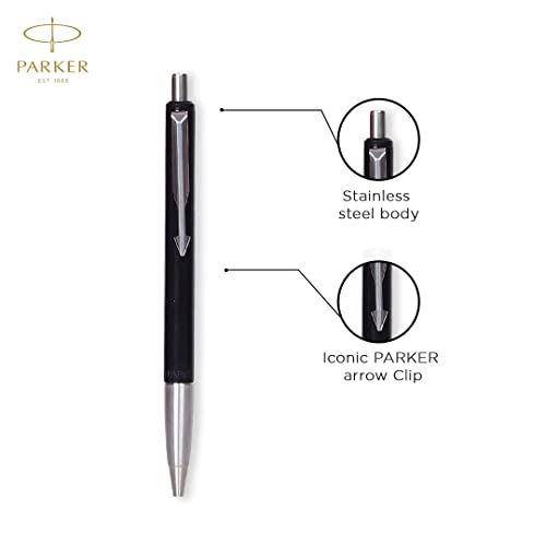 Parker Vector Standard Chrome Trim Roller Ball Pen With Purple Notebook Gift Set - Blue Ink, Pack Of 1