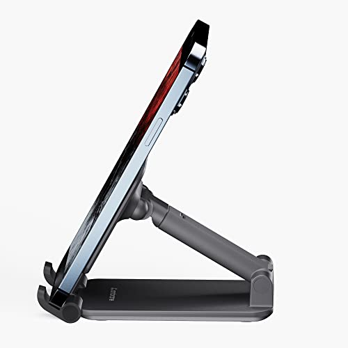 Ambrane Mobile Holding Tabletop Stand, 180 Perfect View, Height Adjustment, Wide Compatibility, Multipurpose, Anti-Skid Design (Twistand, Black)