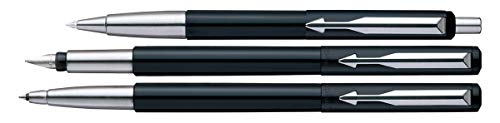 Parker Vector Standard Fountain Pen, Roller Ball Pen and Ball Pen Black Body Combo Pack - Blue Ink, Pack Of 1