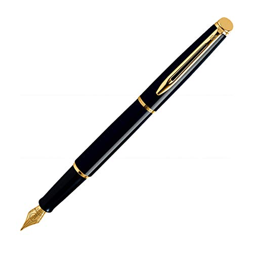 Waterman Hemisphere Mars Black Gold Trim Fountain Pen Fine Nib