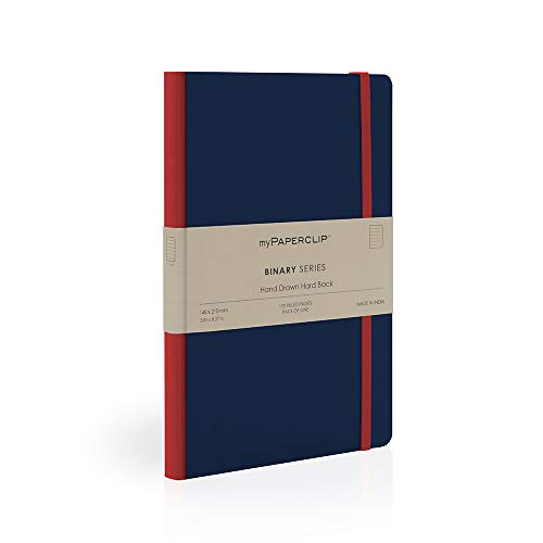 Mypaperclip Binary Series Notebook, Section Thread Bound, Hand Drawn Hard Cover, A5 (148 X 210 mm, 5.83 X 8.27 In.), Ruled, Bsh192A5-R Dark Blue