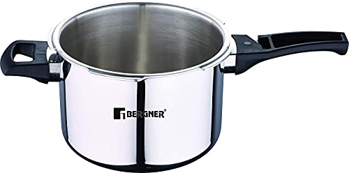Bergner Argent Elements Triply 3.5 Litres Stainelss Steel Pressure Cooker with Triple Safety System, Easy to Use & Hold Handles, Extra locking system