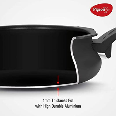 Pigeon By Stovekraft All in One Super Cooker Aluminium with Outer Lid Induction and Gas Stove Compatible 3 Litre Capacity for Healthy Cooking (Black)