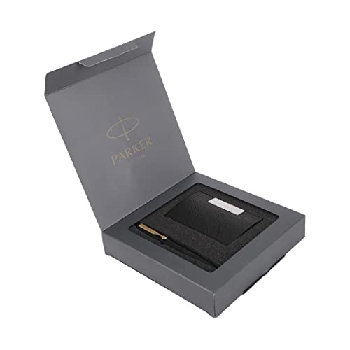Parker Vector Matte Black Ball Pen With Card Holder - Blue Ink, Pack Of 1