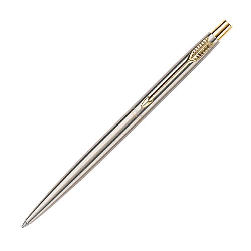 Parker Classic Stainless Steel Gold Trim Ball Pen - Blue Ink, Pack Of 1