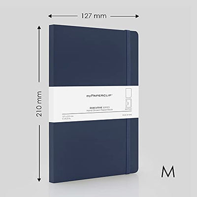 Mypaperclip Executive Series Notebook, Medium (127 X 210Mm, 5 X 8.25 In.) Plain, Esx192M-P Blue