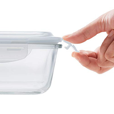 Borosil - Glass Lunch Box Set of 3, 320 ml, Microwave Safe Office Tiffin (12 x 12 x 6.5 cm, Transparent)
