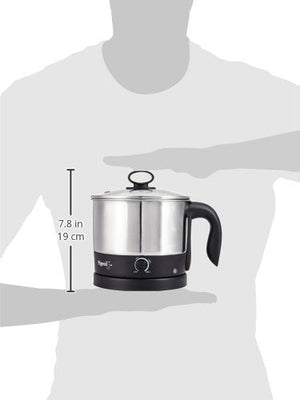 Pigeon Kessel Multipurpose Kettle (12173) 1.2 litres with Stainless Steel Body, used for boiling Water and milk, Tea, Coffee, Oats, Noodles, Soup etc. 600 Watt (Black & Silver)