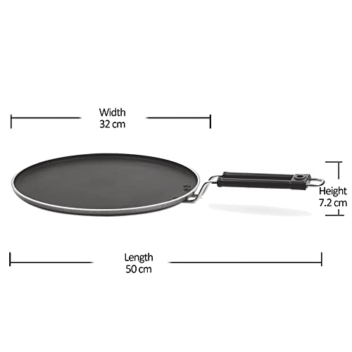 Milton Pro Cook Black Pearl Induction Non-Stick Flat Tawa, 32 cm, Grey