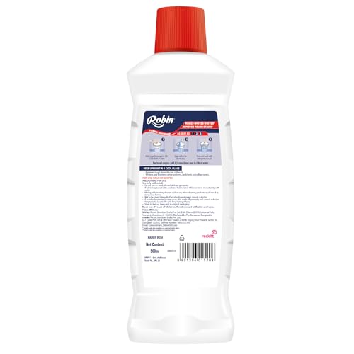 Robin 500ml Fabric Whitener Bleach | Makes Whites Whiter | Removes Tough Stains