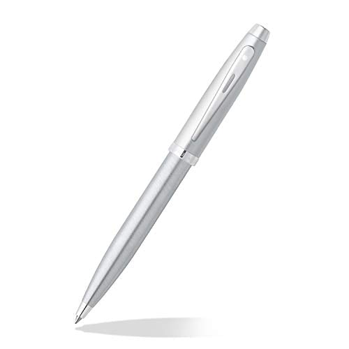 Sheaffer Gift 100 Ballpoint Pen Brushed Chrome with Chrome Plated Trim | Premium Silver Ball Pen | Pen Gift Set