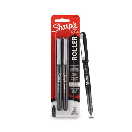 Sharpie Rollerball Pen Black, Needle Point (0.5Mm), 2 Markers