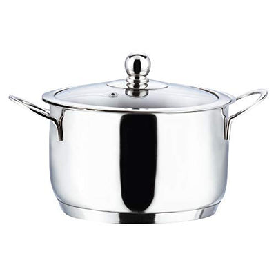 Vinod Stainless Steel Induction Friendly Tuscany Set 5 Pieces - Saucepan (14 cm/1.3 Litre), 3 Cassseroles (14 cm,16 cm & 18 cm/1.3,2 & 2.8 Litre), Frypan (18 cm) & 3 Glass Lids