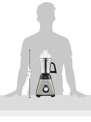 Preethi Steel Supreme MG-208 mixer grinder, 750 watt (Silver/ Black), 4 jars - Super Extractor juicer Jar, Vega W5 motor with 5yr Warranty & Lifelong Free Service