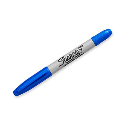Sharpie Twin Tip Permanent Markers, Blue, 12 Markers