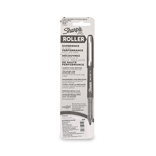Sharpie Rollerball Pen Black, Needle Point (0.5Mm), 2 Markers