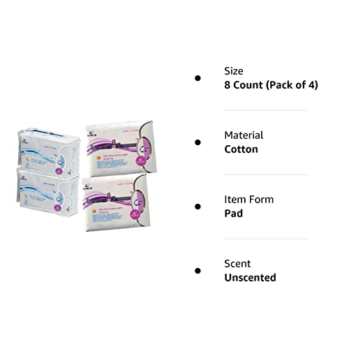 Airiz Active Oxygen and Negative Ion Soft-Cotton Sanitary Pads for Day and Night Use (36 Pieces) - Pack of 4