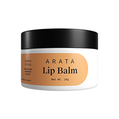 Arata Citrus Lip Balm (10 G) For Dry, Chapped Lips | Intensely Moisturizing | Cocoa Butter, Sweet Almond & Lemon Oil | All-Natural, Vegan