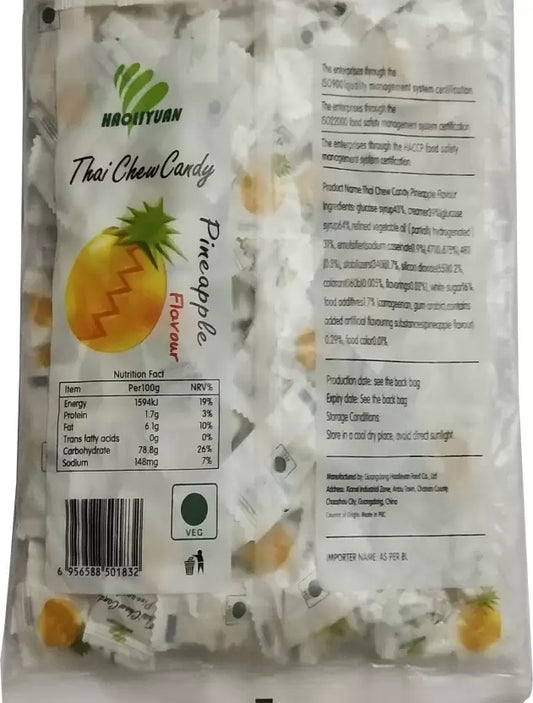 3x Haoliyuan Thai CHEW Candy Pineapple - 350gm each - 300pcs total - Pack of 3