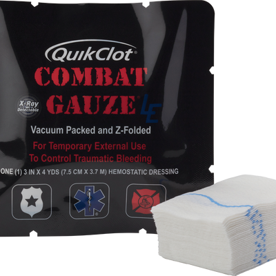 QuikClot Combat Gauze LE  3" X 4 Yds  with Kaolin