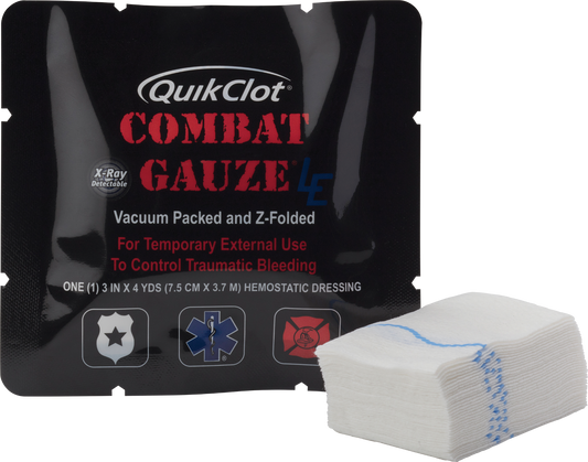 QuikClot Combat Gauze LE  3" X 4 Yds  with Kaolin