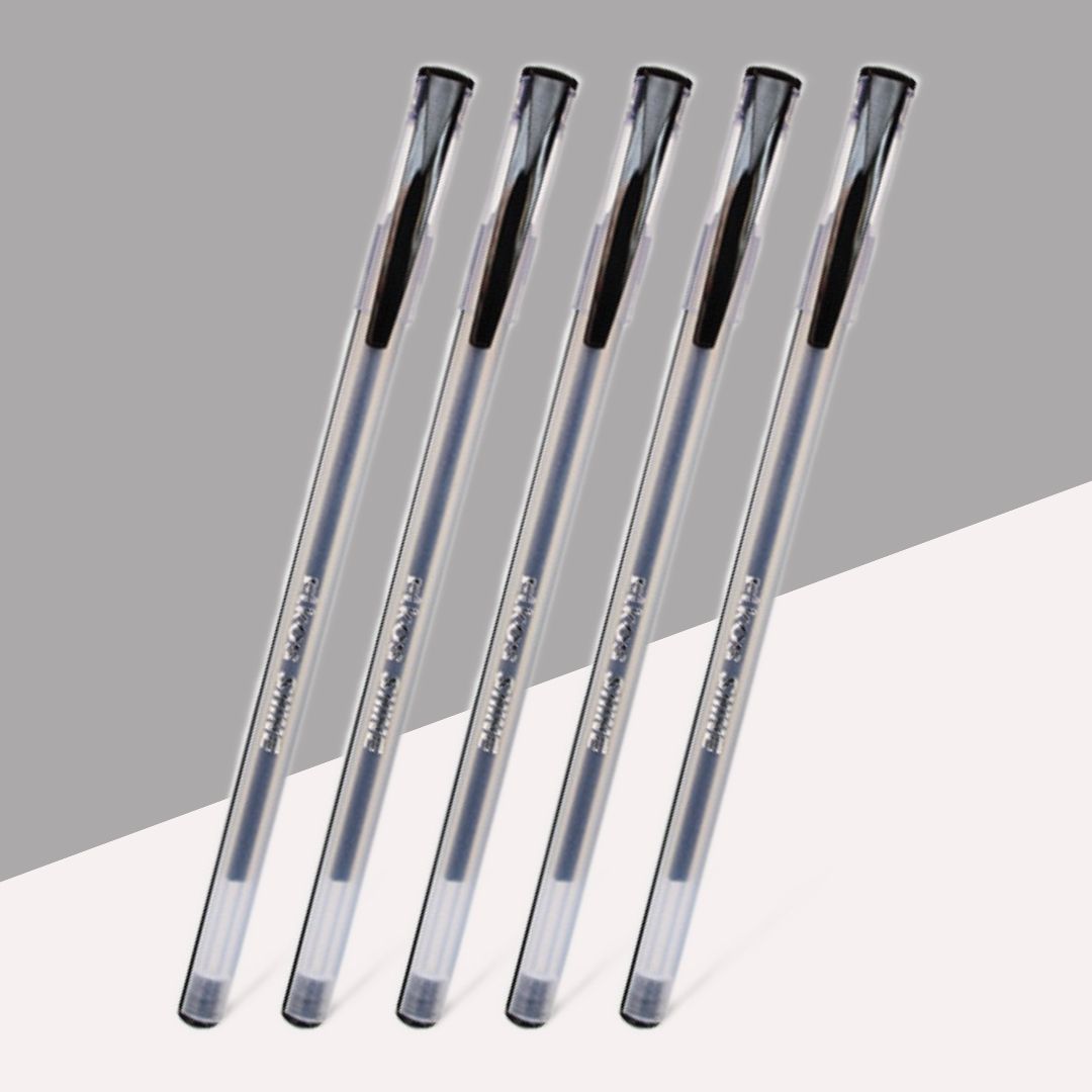 Elkos Shine Df Ball Pens – Black ( Pack of 5 )