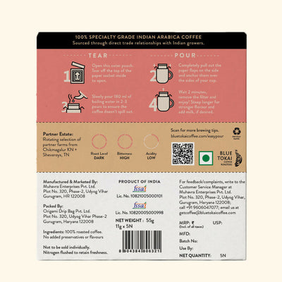 Blue Tokai French Roast Very Dark Roast Easy Pour Sachets