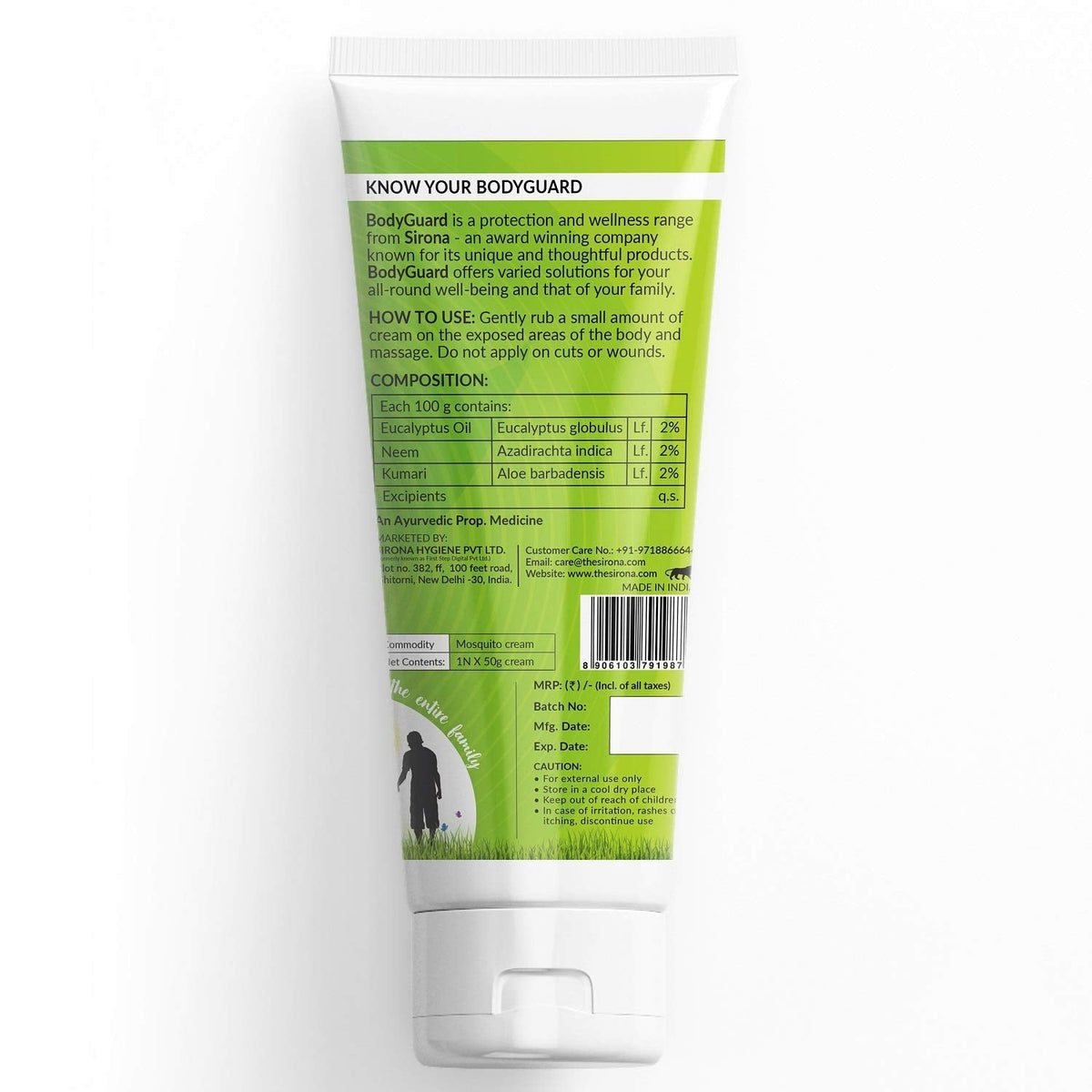 BodyGuard Natural Mosquito Repellent Cream with Aloe Vera and Neem Extracts