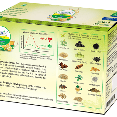 Diabliss Herbal Lemon Tea Sachets With Diabetic Friendly Sugar
