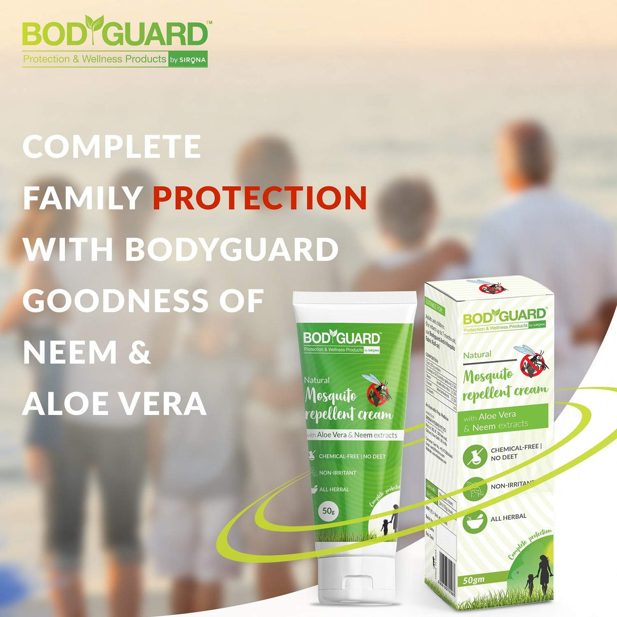 BodyGuard Natural Mosquito Repellent Cream with Aloe Vera and Neem Extracts