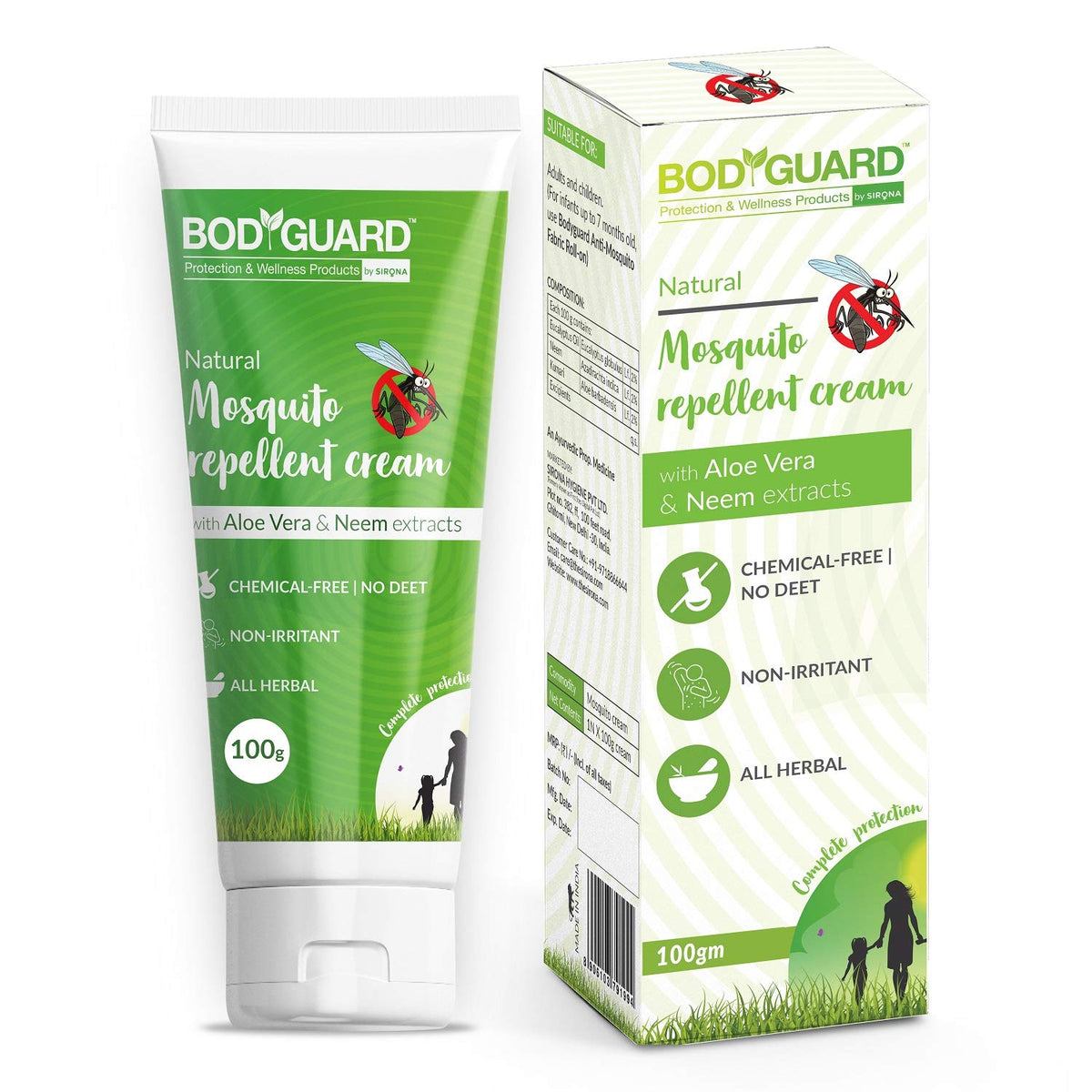BodyGuard Natural Mosquito Repellent Cream with Aloe Vera and Neem Extracts